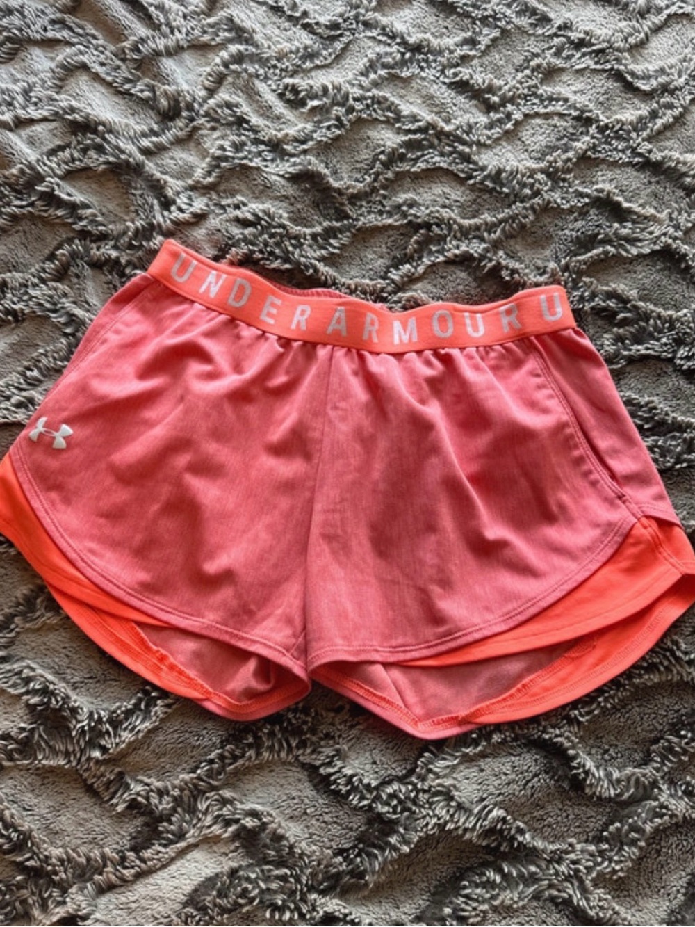 Under Armour Women's Coral-Red Layered Athletic Shorts